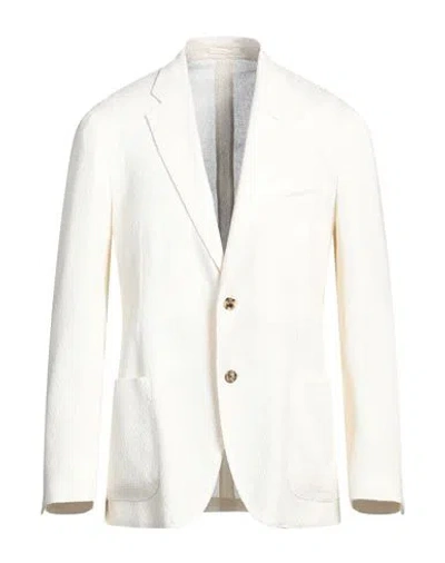 Lardini Man Blazer Ivory Size 42 Linen, Silk In White