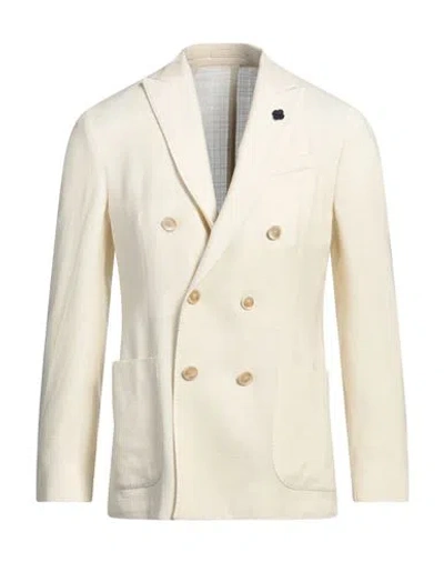 Lardini Man Blazer Ivory Size 42 Wool, Silk In White