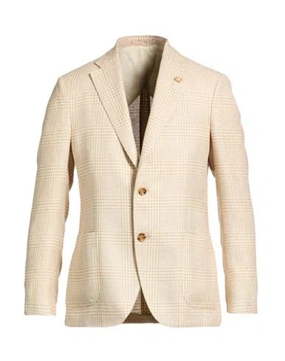 Lardini Man Blazer Ivory Size 44 Cotton, Linen In Neutral