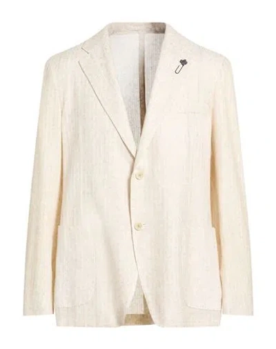 Lardini Man Blazer Ivory Size 44 Lyocell, Linen In Pink