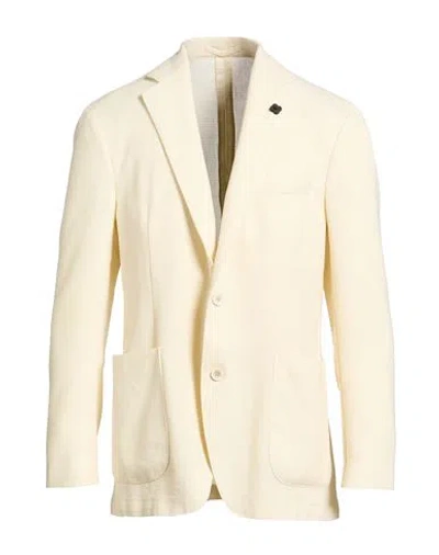 Lardini Man Blazer Ivory Size 46 Wool, Linen In Neutral
