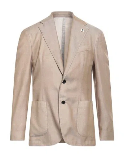 Lardini Man Blazer Khaki Size 40 Tencel, Wool In Neutral