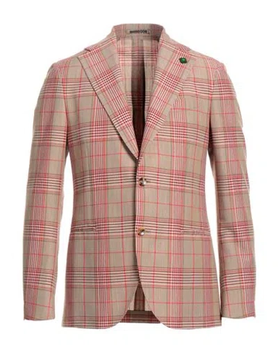 Lardini Man Blazer Khaki Size 40 Wool, Polyester In Beige