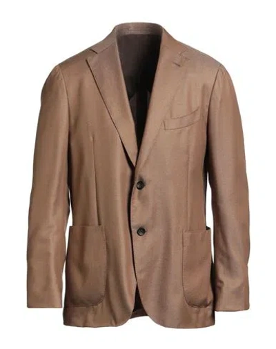 Lardini Man Blazer Khaki Size 42 Cashmere, Wool, Silk In Brown