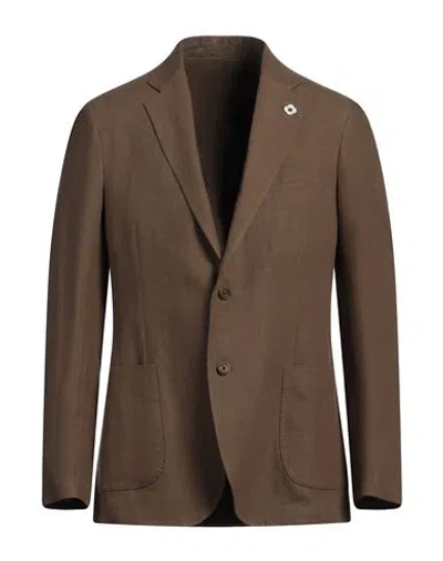Lardini Man Blazer Khaki Size 46 Linen In Beige