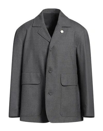 Lardini Man Blazer Lead Size M Wool, Elastane In Grey