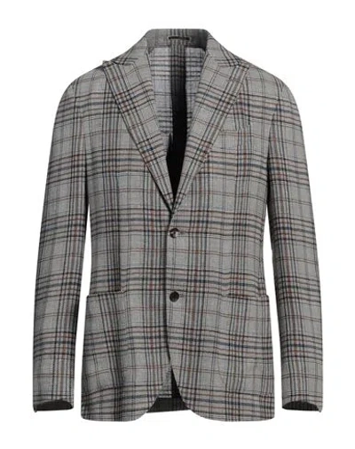 Lardini Man Blazer Light Grey Size 44 Linen, Silk, Wool
