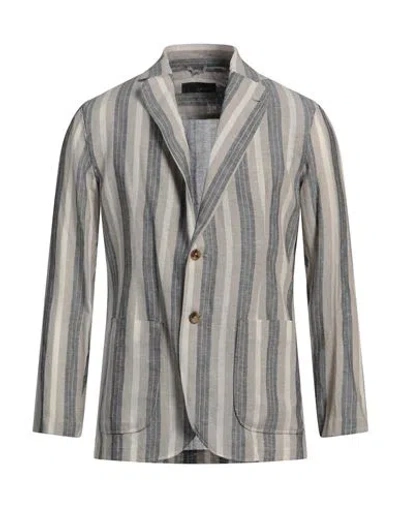 Lardini Man Blazer Light Grey Size M Linen, Wool