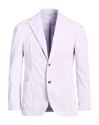Lardini Man Blazer Lilac Size 46 Cotton, Elastane In Purple