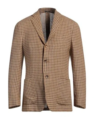 Lardini Man Blazer Marigold Size 40 Linen, Silk, Wool, Cotton In Yellow
