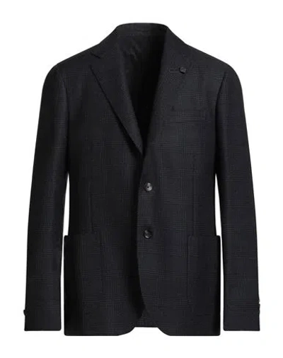 Lardini Man Blazer Midnight Blue Size 38 Virgin Wool In Black