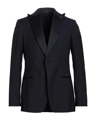 Lardini Man Blazer Midnight Blue Size 40 Wool, Silk In Black