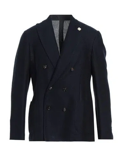 Lardini Man Blazer Midnight Blue Size 46 Cotton, Linen