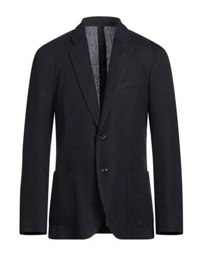 Lardini Man Blazer Midnight Blue Size 42 Linen, Silk