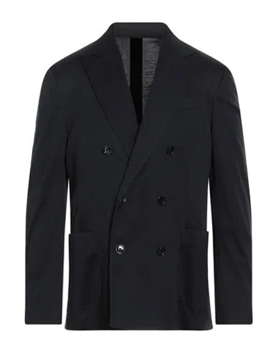 Lardini Man Blazer Midnight Blue Size 42 Silk, Cotton In Black