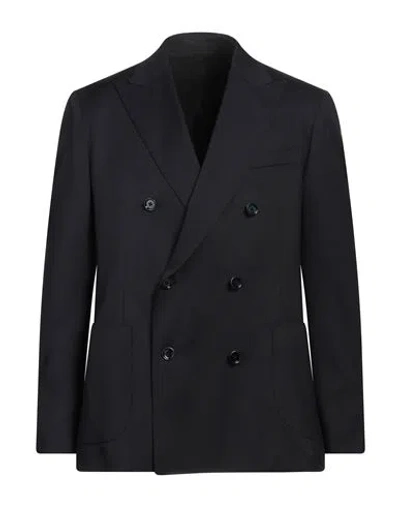 Lardini Man Blazer Midnight Blue Size 42 Wool In Black
