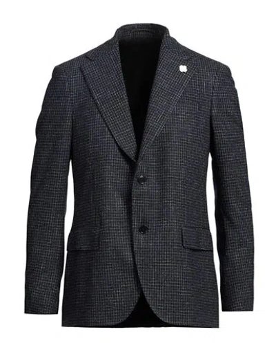 Lardini Man Blazer Midnight Blue Size 42 Wool, Viscose, Polyamide, Linen, Silk