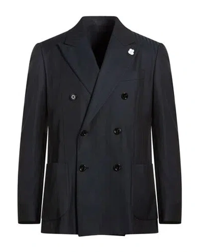 Lardini Man Blazer Midnight Blue Size 44 Cotton In Black