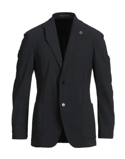 Lardini Man Blazer Midnight Blue Size 44 Polyamide, Elastane In Black