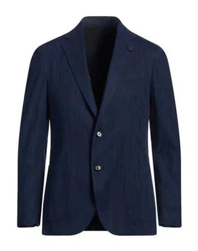 Lardini Man Blazer Midnight Blue Size 46 Cotton, Elastane
