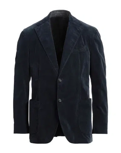 Lardini Man Blazer Midnight Blue Size 46 Cotton, Elastane In Blue