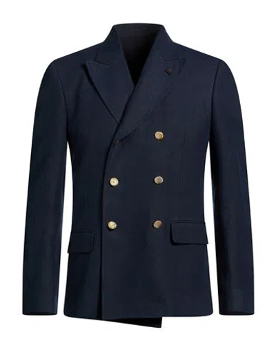Lardini Man Blazer Midnight Blue Size 46 Linen