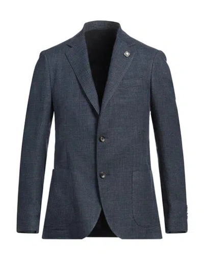 Lardini Man Blazer Midnight Blue Size 46 Linen, Polyester