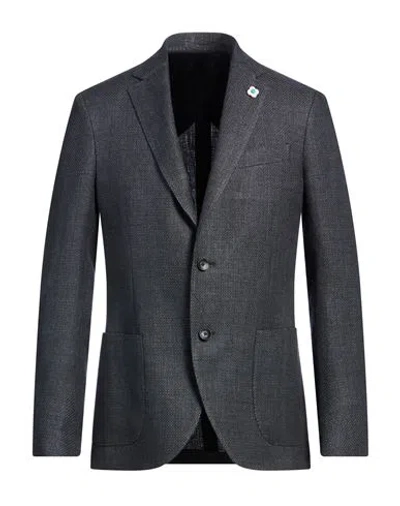 Lardini Man Blazer Midnight Blue Size 46 Linen, Wool