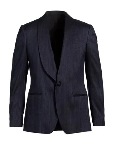 Lardini Man Blazer Midnight Blue Size 46 Silk