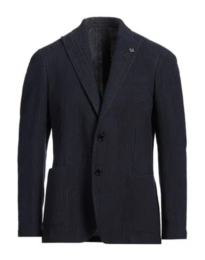 LARDINI LARDINI MAN BLAZER MIDNIGHT BLUE SIZE 46 WOOL, COTTON, ELASTANE