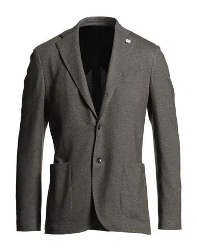 Lardini Man Blazer Military Green Size 40 Cashmere, Silk In Brown