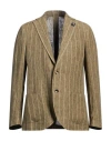 Lardini Man Blazer Military Green Size 44 Linen In Green