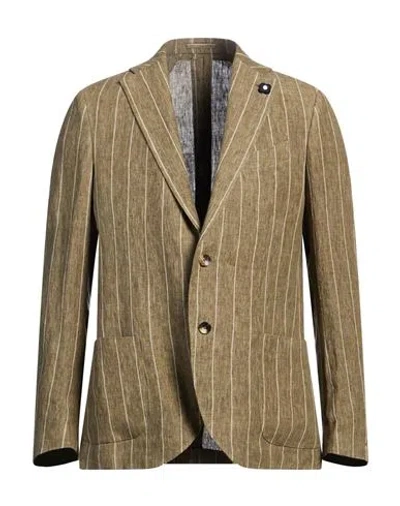 Lardini Man Blazer Military Green Size 44 Linen