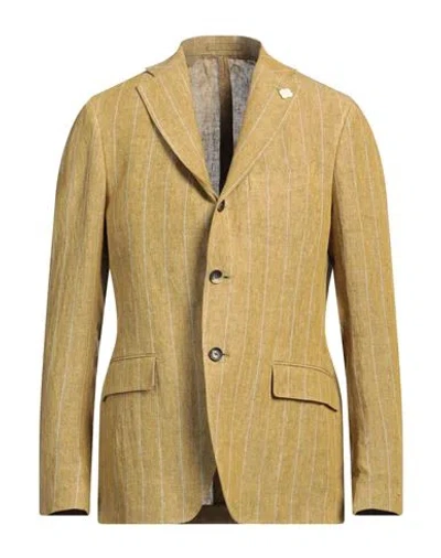 Lardini Man Blazer Mustard Size 46 Linen In Yellow