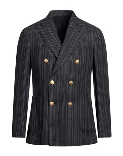 Lardini Man Blazer Navy Size 40 Linen, Wool In Navy Blue
