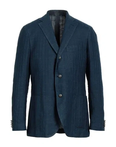 Lardini Man Blazer Navy Blue Size 44 Cotton, Linen