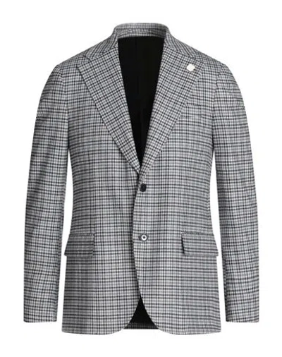 Lardini Man Blazer Navy Size 40 Polyester, Acrylic, Wool, Viscose, Elastane In Navy Blue