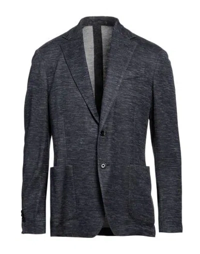 Lardini Man Blazer Navy Size 40 Cotton, Silk, Linen In Black