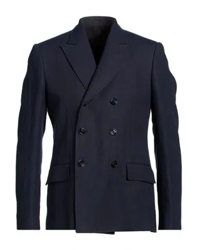Lardini Man Blazer Navy Size 40 Linen In Blue