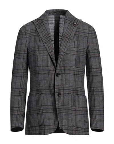 Lardini Man Blazer Navy Size 38 Linen, Silk, Wool In Navy