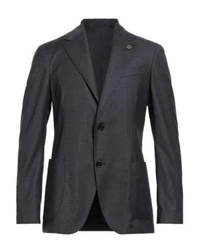 Lardini Man Blazer Navy Size 40 Wool In Black