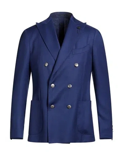 Lardini Man Blazer Navy Size 40 Wool In Blue