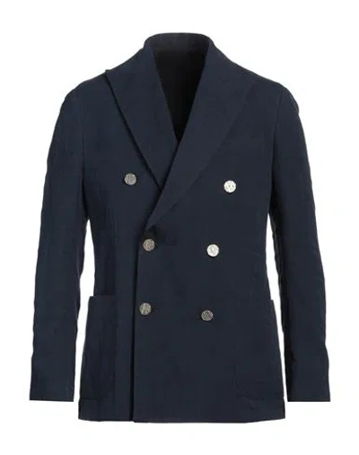 Lardini Man Blazer Navy Size 42 Linen, Cotton