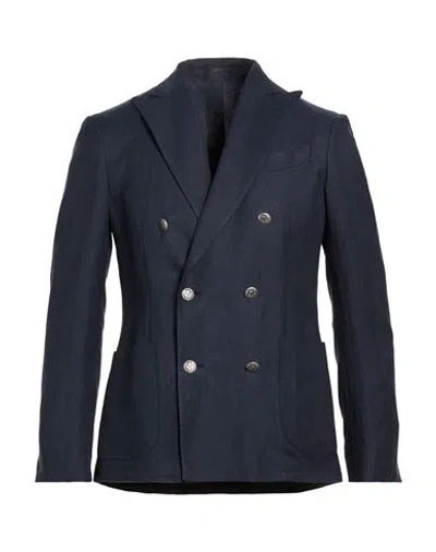 Lardini Man Blazer Navy Size 42 Viscose, Linen In Gray
