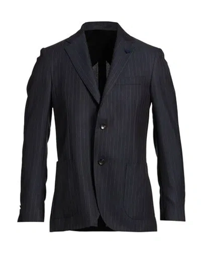 Lardini Man Blazer Navy Size 42 Wool In Black
