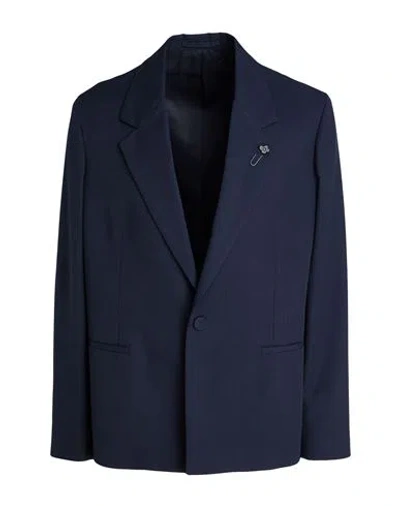 Lardini Man Blazer Navy Size 42 Wool In Blue