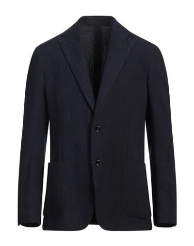 Lardini Man Blazer Navy Size 42 Wool, Cotton, Elastane In Blue