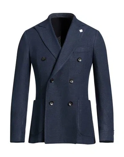 Lardini Man Blazer Navy Size 44 Silk In Blue