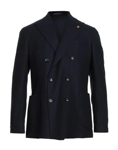 Lardini Man Blazer Navy Size 44 Wool, Cashmere In Black