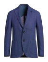 Lardini Man Blazer Navy Size 44 Wool, Linen, Silk In Navy
